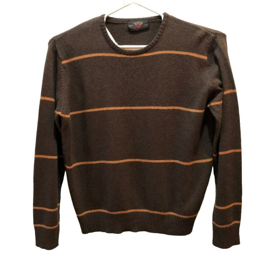 Steve and Barry Mens Extra Large Brown Striped Round Neck Pullover Sweater Sz XL